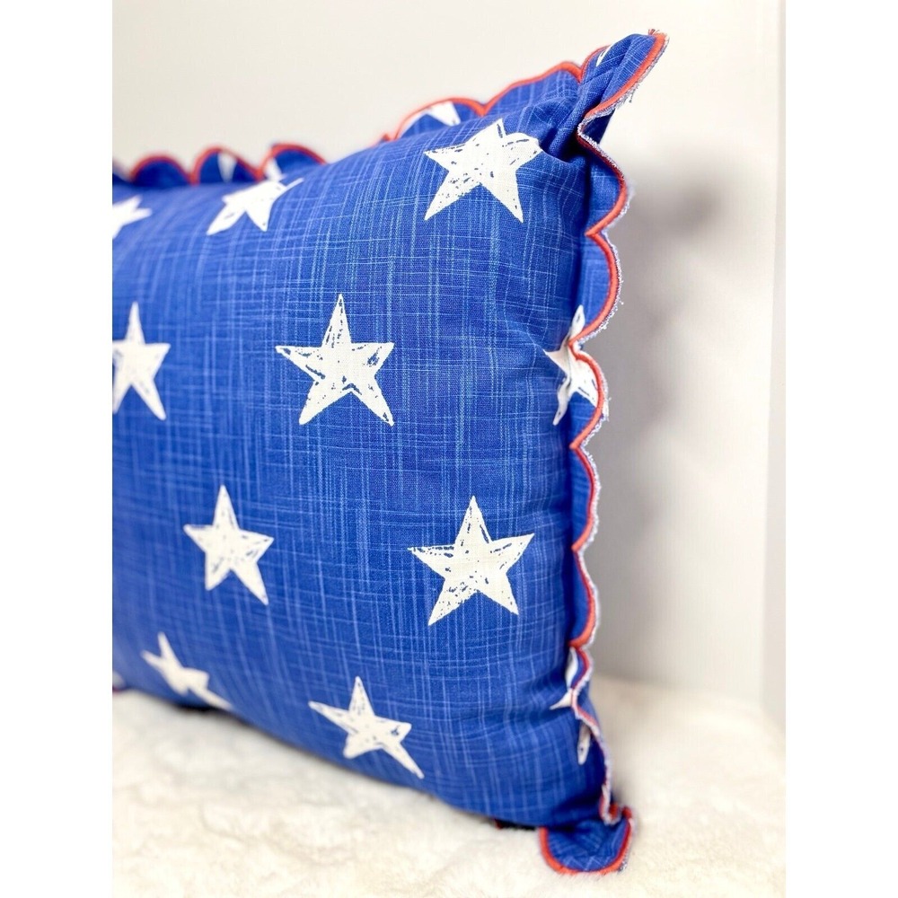 Scalloped Edge Printed Star Square Throw Pillow Blue White - Sun Squad - Picture 3 of 8